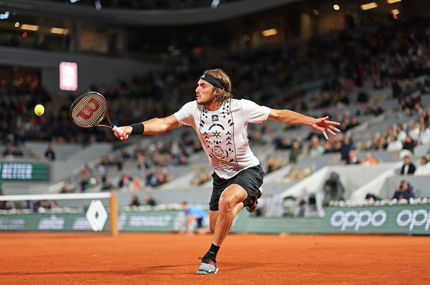 Stefanos Tsitsipas Greece stretch backhand French Open Final 2022