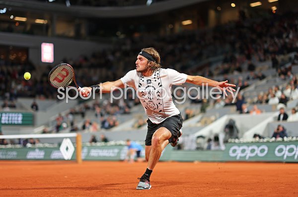 Stefanos Tsitsipas Greece stretch backhand French Open Final 2022