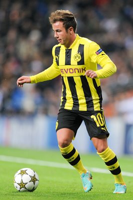 Mario Goetze of Borussia Dortmund in action v Real Madrid