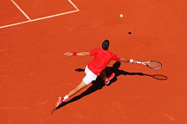 Novak Djokovic Serbia stretch forehand French Open Paris 2022