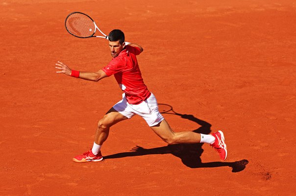 Novak Djokovic Serbia running forehand French Open Paris 2022