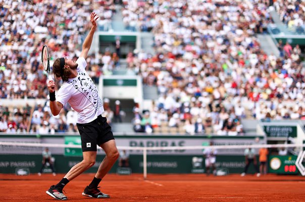 Stefanos Tsitsipas Greece serves French Open Paris 2022