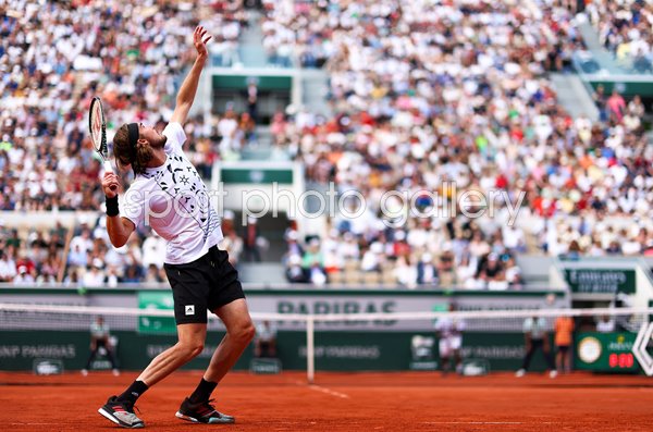 Stefanos Tsitsipas Greece serves French Open Paris 2022