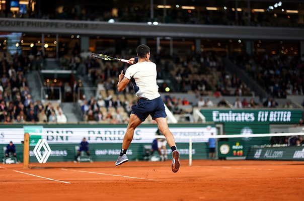 Carlos Alcaraz Spain forehand French Open Paris 2022