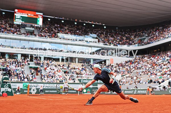 Holger Rune Denmark sliding backhand French Open Paris 2022