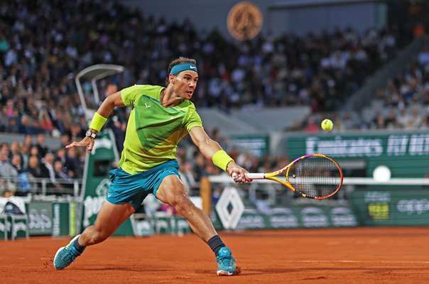 Rafael Nadal Spain stretch backhand French Open Paris 2022
