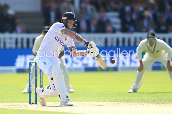 Ben Stokes England drives v New Zealand Lord's Test Match 2022