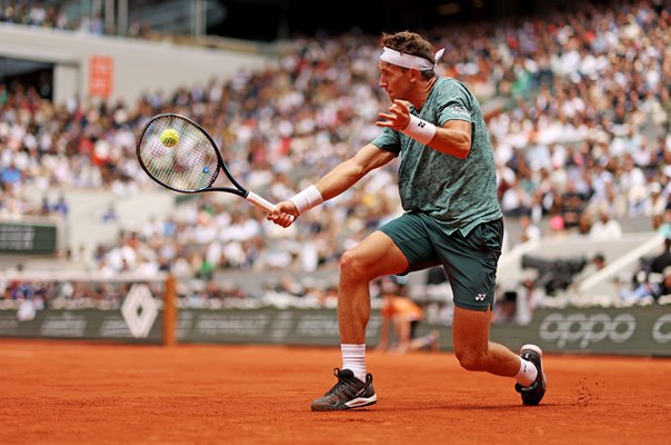 Casper Ruud Norway backhand v Rafael Nadal French Open Final 2022