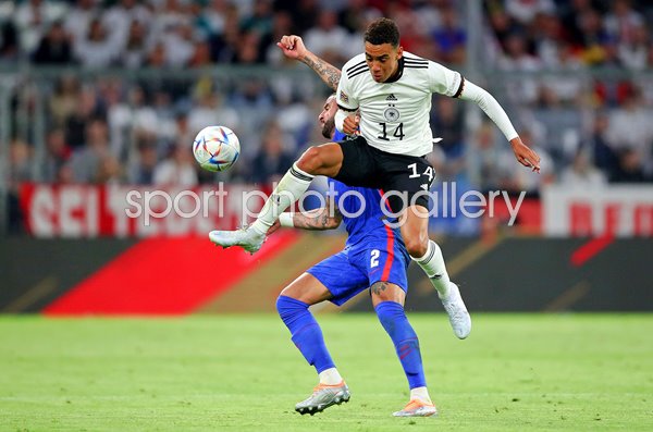 Jamal Musiala Germany v Kyle Walker England Nations League 2022