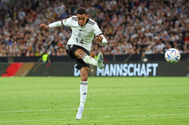 Jamal Musiala Germany shoots v England Nations League Munich 2022