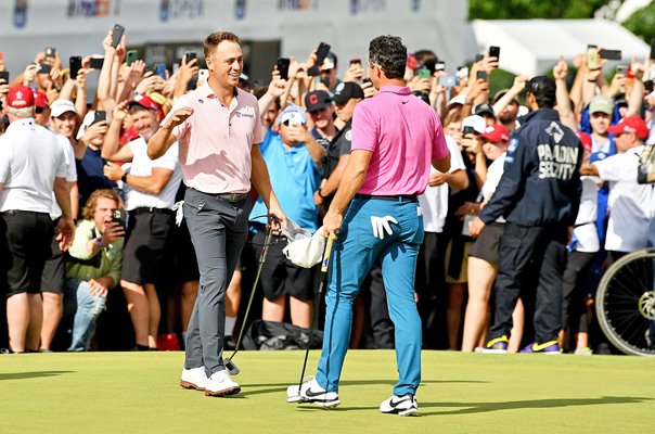 Justin Thomas congratulates Rory McIlroy on Canadian Open win 2022