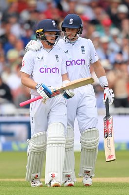 Joe Root and Ollie Pope England v New Zealand Trent Bridge Test 2022