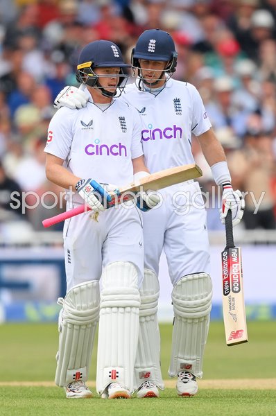 Joe Root and Ollie Pope England v New Zealand Trent Bridge Test 2022