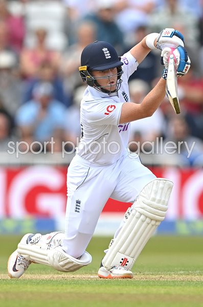 Ollie Pope England drives v New Zealand Trent Bridge Nottingham 2022