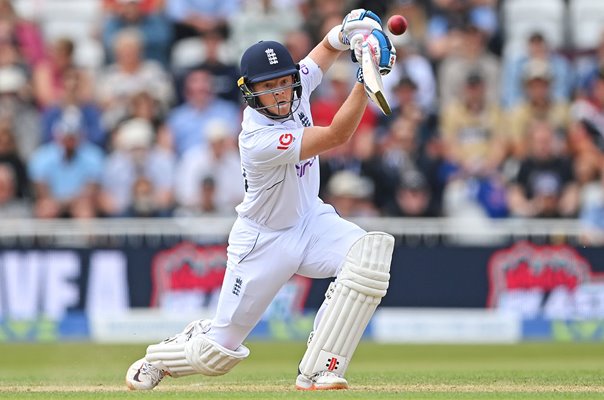 Ollie Pope England drives v New Zealand Trent Bridge Test 2022