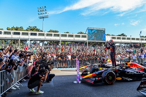 Max Verstappen Red Bull celebrates Azerbaijan Grand Prix 2022