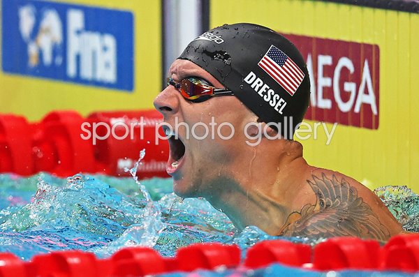 Caeleb Dressel USA celebrates Gold 50m Freestyle World Swimming 2022