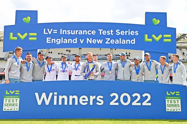 England team celebrate 3-0 Series win v New Zealand Headingley 2022