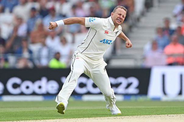 Neil Wagner New Zealand celebrates v England Headingley Test 2022