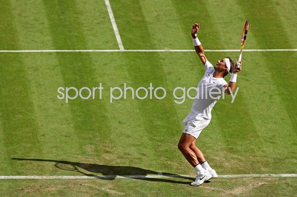 Rafael Nadal Spain serves Wimbledon Tennis 2022