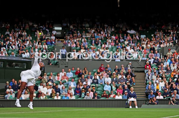 Serena Williams USA serves Centre Court Wimbledon 2022