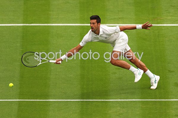Novak Djokovic Serbia stretch forehand Wimbledon 2022