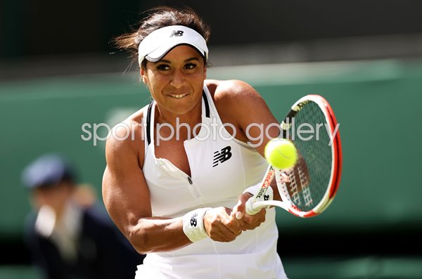 Heather Watson Great Britain backhand focus Wimbledon 2022