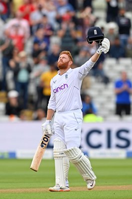 Jonathan Bairstow England celebrates century v India Edgbaston 2022