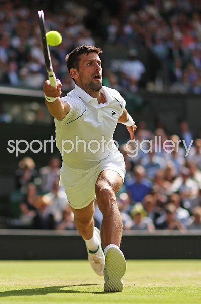 Novak Djokovic Serbia forehand v Jannik Sinner Wimbledon 2022