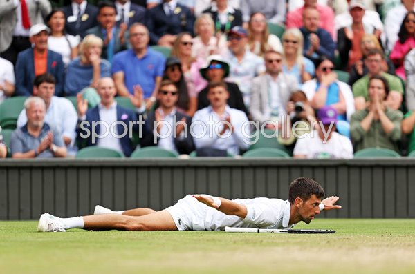 Novak Djokovic Serbia aeroplane celebration v Jannik Sinner Wimbledon 2022
