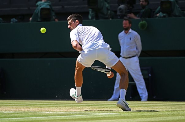 Novak Djokovic trick shot Centre Court Wimbledon Semi Final 2022