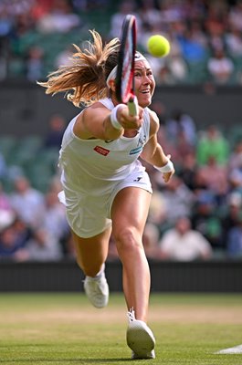 Marie Bouzkova Czech Republic plays a forehand Wimbledon 2022
