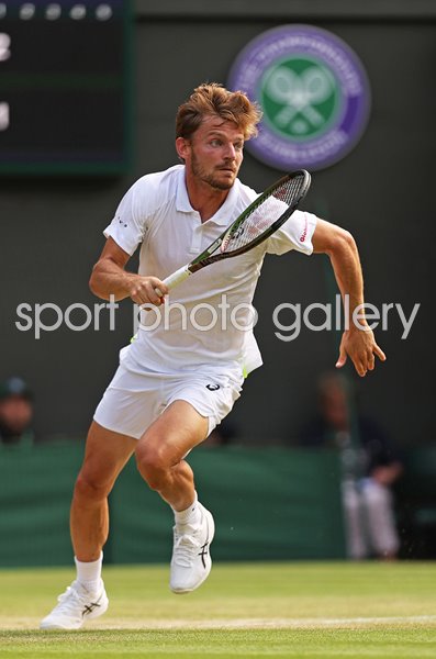 David Goffin Belgium running forehand v Cameron Norrie Wimbledon 2022