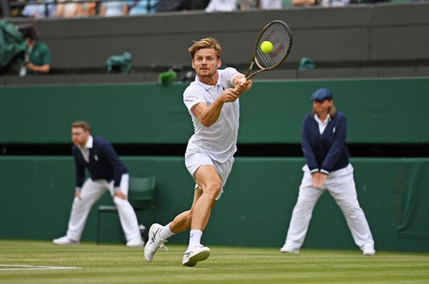 David Goffin Belgium running forehand Wimbledon 2022