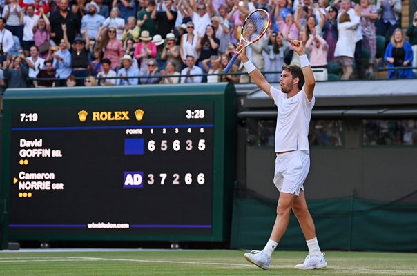 Cameron Norrie Great Britain wins Quarter Final win Wimbledon 2022