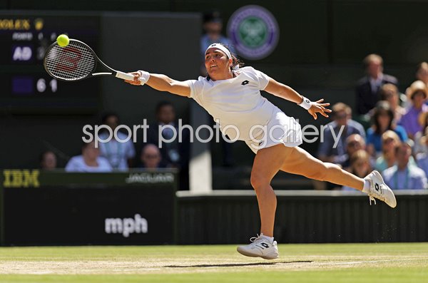 Ons Jabeur Tunisia plays a forehand Wimbledon Final 2022