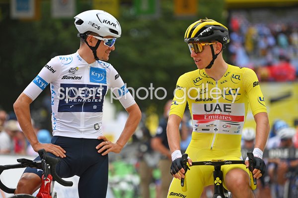 Thomas Pidcock White Jersey & Tadej Pogacar Yellow Jersey Stage 8 Tour 2022