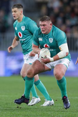 Tadhg Furlong Ireland on attack v New Zealand 2nd Test Dunedin 2022