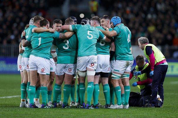 Ireland huddle in win v New Zealand 2nd Test Dunedin 2022  