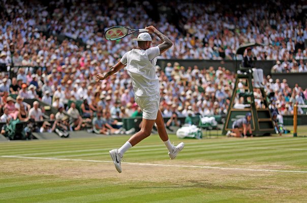Nick Kyrgios baseline forehand v Novak Djokovic Wimbledon Final 2022
