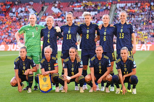 Sweden team line up v Netherlands Group C Women's EURO 2022