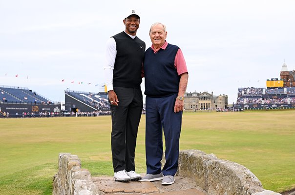 Tiger Woods & Jack Nicklaus St Andrews Open Legends Swilcan Bridge 2022