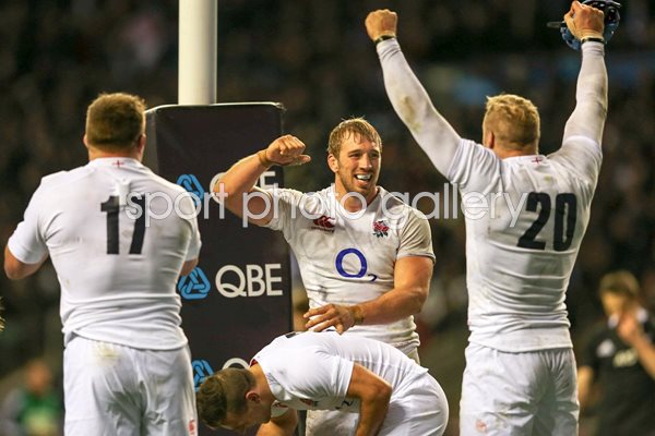 Captain Chris Robshaw celebrates New Zealand win 2012