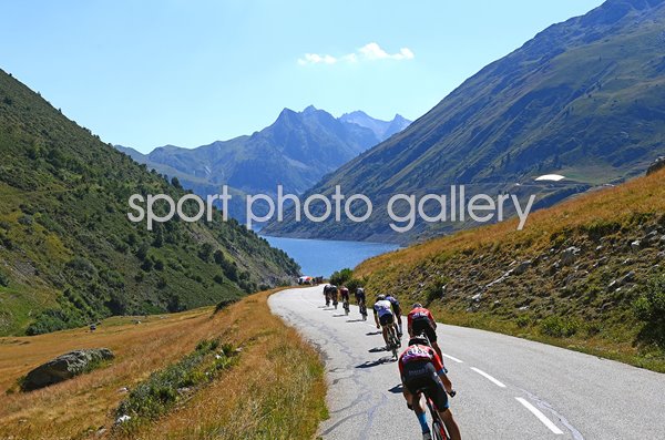 Riders descend Col de la Croix de Fer Stage 12 Tour de France 2022