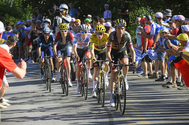 Sepp Kuss USA leads chase group Alpe d'Huez Stage 12 Tour 2022