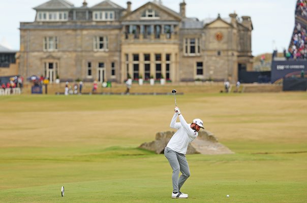 Cameron Young USA drives 18th Hole British Open St Andrews 2022