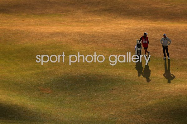 Shugo Imahira Japan and caddie 18th Hole 150th Open 2022