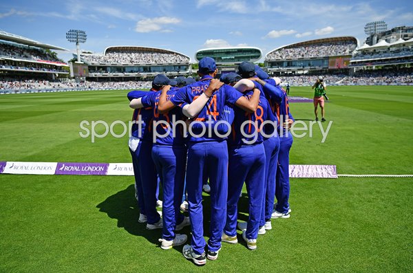 India huddle v England ODI Lord's Cricket Ground London 2022
