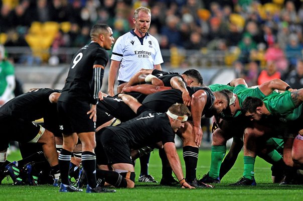 New Zealand v Ireland scrum 3rd rugby test Wellington 2022 