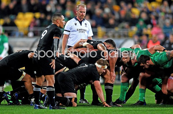 New Zealand v Ireland scrum 3rd rugby test Wellington 2022 